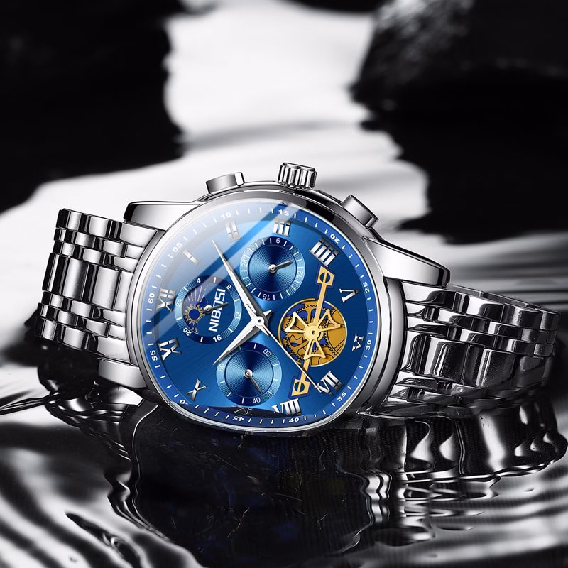 NIBOSI De Luxo, Moda Empresarial, Cronógrafo Exclusivo Para Esportes Relógio De Quartzo De Aço à Prova D'água Relogio Masculino - Imagem 2