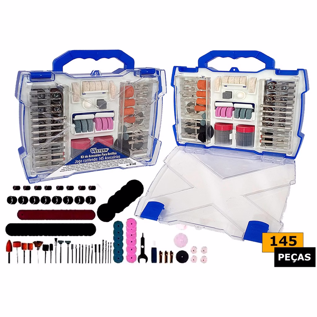Kit Jogo De Acessórios Para Micro Retífica Mini Retífica Com 145 Peças Profissional Entalhe Madeira