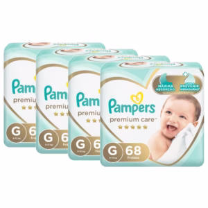 Kit Fralda Pampers Premium Care Jumbo Tamanho G com 272 unidades