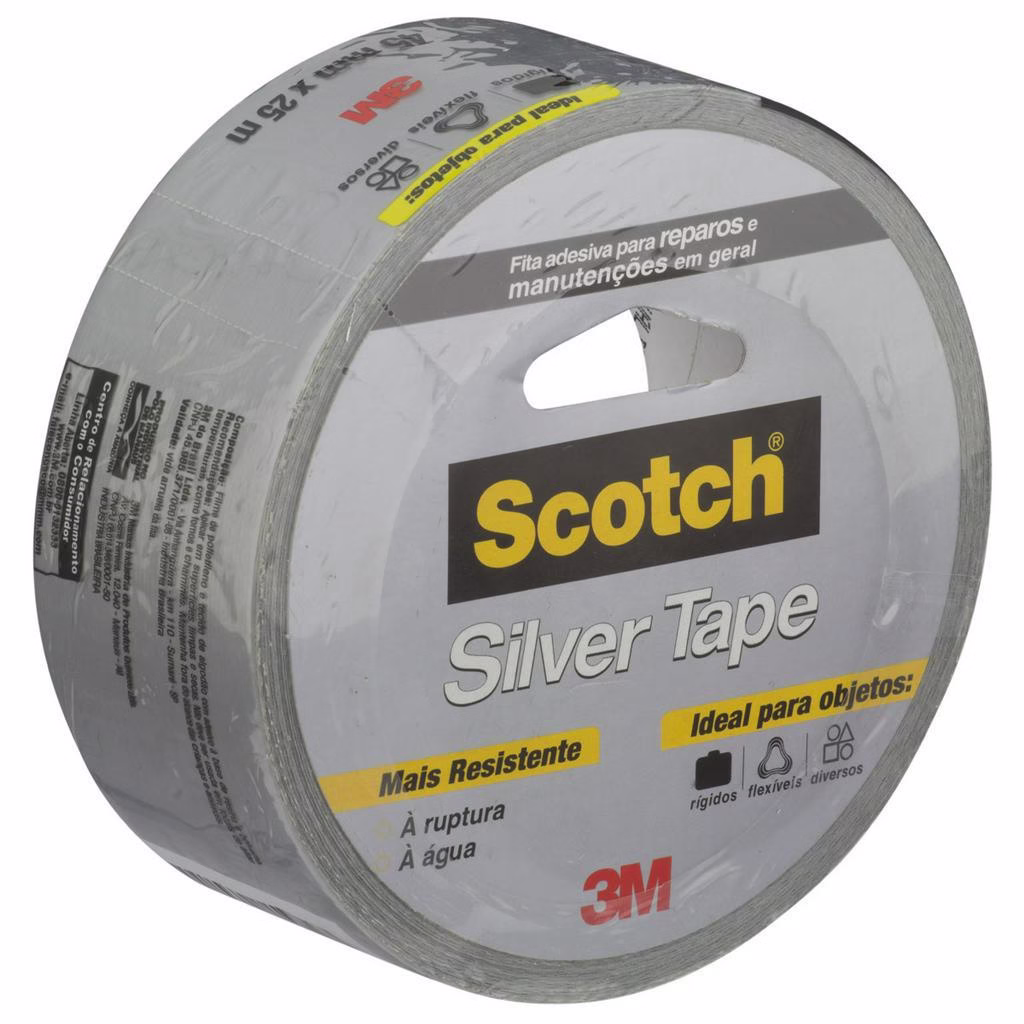 Fita Silver Tape 3M Scotch 25 Metros x 45mm para Reparos Manutenção Resistente à Água