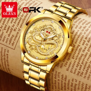 OLEVS 8111 relógio masculino a prova d água de luxo moda original dourado aço inoxidável luminoso