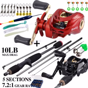 Vara De Pesca Com Carretel Linha Sem Lure Full Set Sougayilang 1.8M 18 + 1 bb 7.2 : 1 High Speed Max Drag 10KG