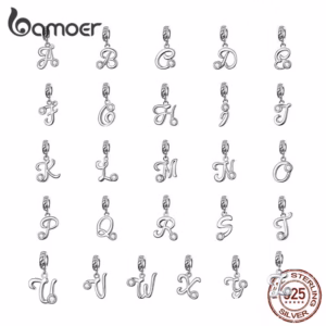 BAMOER 26 Letter Pendant For DIY Necklace/Charm Bracelet 925 Silver SCC1183