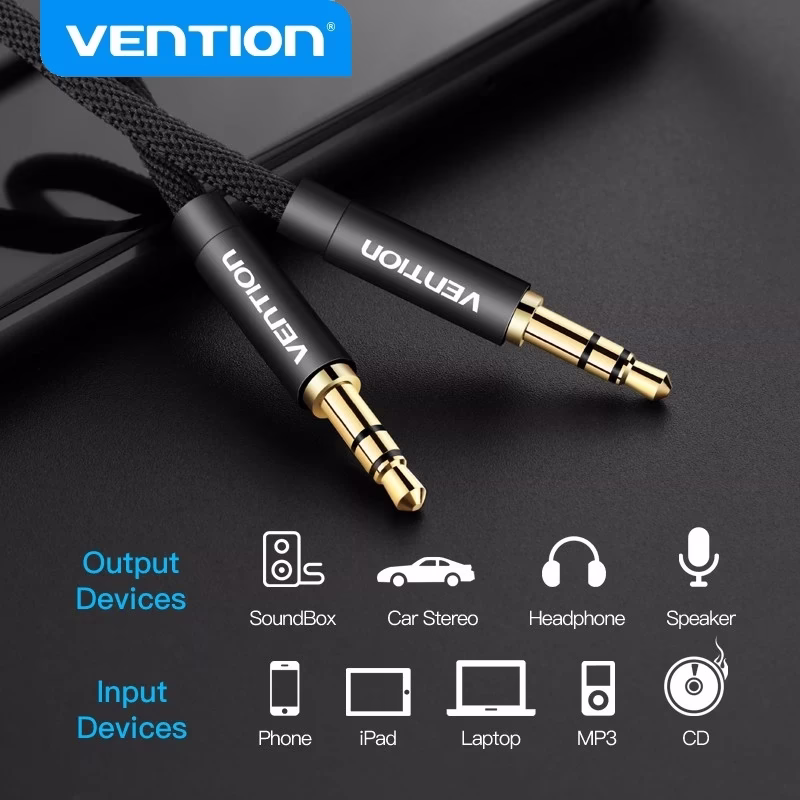Vention 3,5 mm Auxiliar Audio Cable Jack 3,5 mm AUX Cable for Earphones iPods phones Car Home Stereo