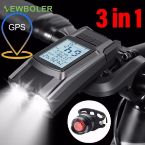 Newboler 3 Em 1 GPS Luz De Velocímetro De Bicicleta Whi Horn USB Recarregável Para Andar Odômetro Computador Farol À Pro