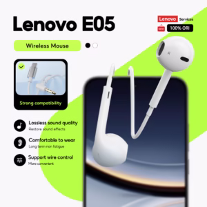 Fones De Ouvido Com Fio Lenovo E05 Tipo Semi-Intra-Auricular Conectores C E 3.5 Mm Compatíveis Todos Os Telefones Celula