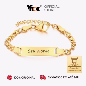 Vnox Pulseira Personalizada De Aço Inoxidável Banhado A Ouro De Jóias PersonalizadasGarota Menino Aniversário Presente