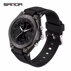 Sanda Relógio feminino à prova d 'água militar quartzo LED multifuncional luxuoso relógio feminino
