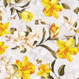 Papel de parede floral tons de amarelo marrom verde fundo cinza claro Para Quartos e Sala