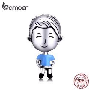 Bamoer Pingentes de Figura Prata 925 para Braceletes - Pai Homem
