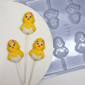 Forma Especial Pirulito Ovotinho Pintinho 9776 em Acetato BWB Bombom e Doces de Chocolate e Confeitaria Doceira