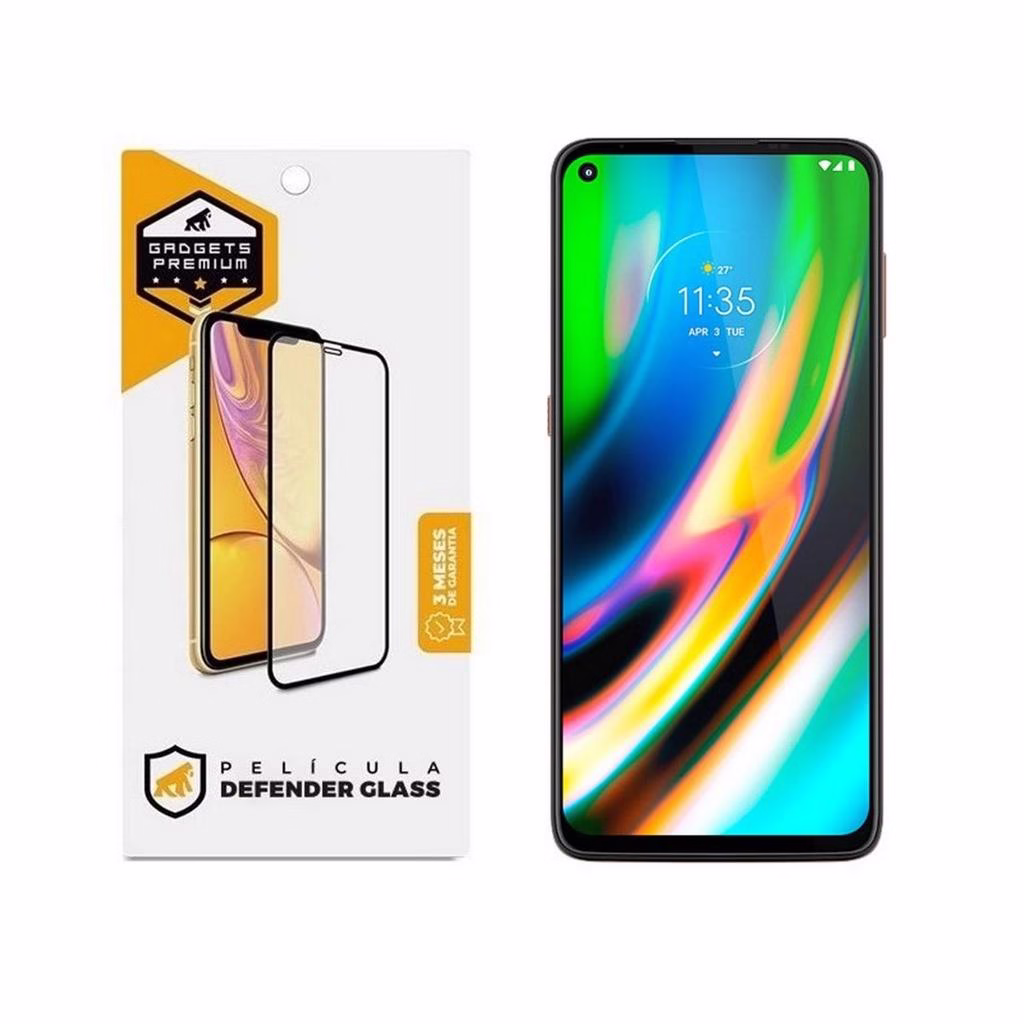 Película Defender Glass para Motorola Moto G9 Plus - Preta - Gshield