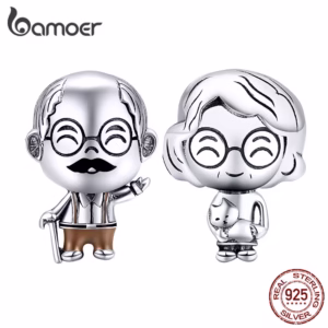 Bamoer Coleção Família Grandprents Talão Real 925 Prata Esterlina Pulseira Acessórios