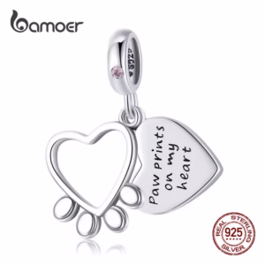 Bamoer Charme Prata Esterlina 925 Da Pata Do Amor Projeto Bead Para Colar Pulseira Diy Acessórios De Moda Bsc511