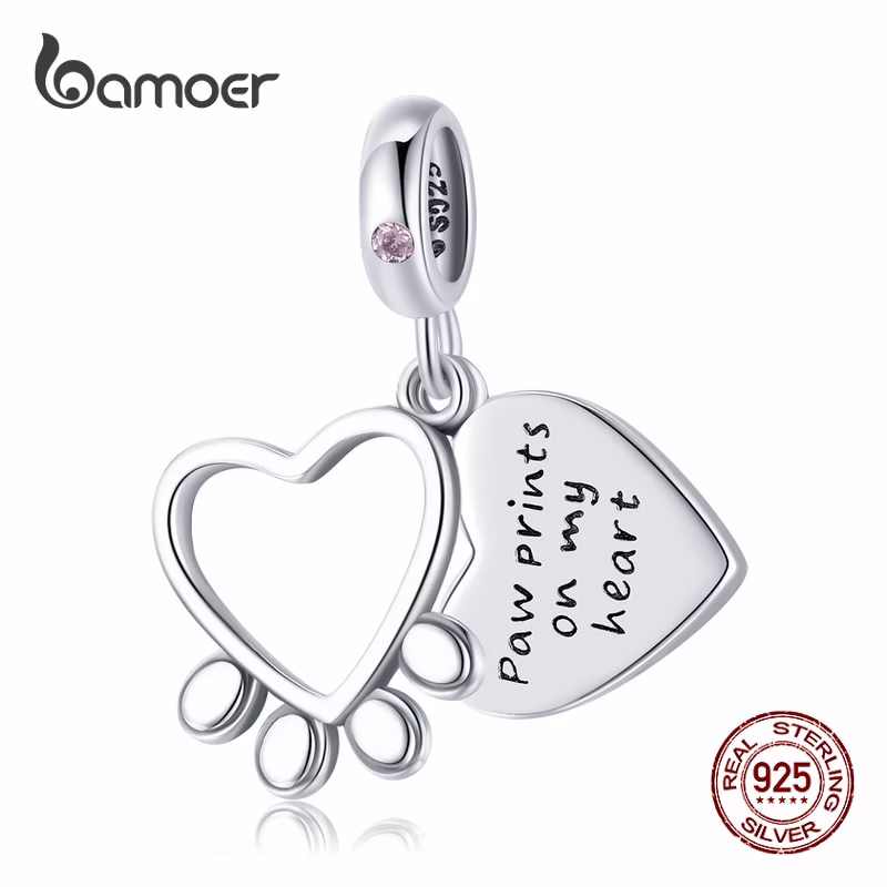 Bamoer Charme Prata Esterlina 925 Da Pata Do Amor Projeto Bead Para Colar Pulseira Diy Acessórios De Moda Bsc511