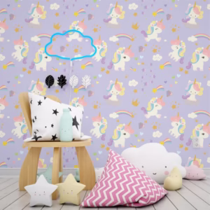 Papel de Parede Infantil Unicórnio Lilás