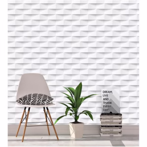 Papel de Parede Tijolo 3D com efeito de sombras em Tons de Branco e Preto