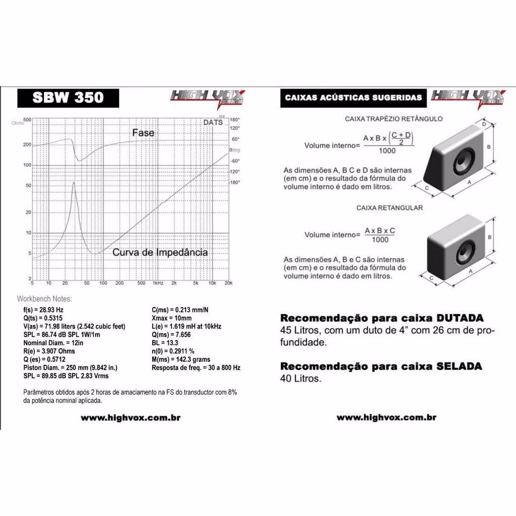 Alto Falante Tormento Sub Woofer Sbw 10 Pol. 350 Wrms 4 Ohms - Imagem 2