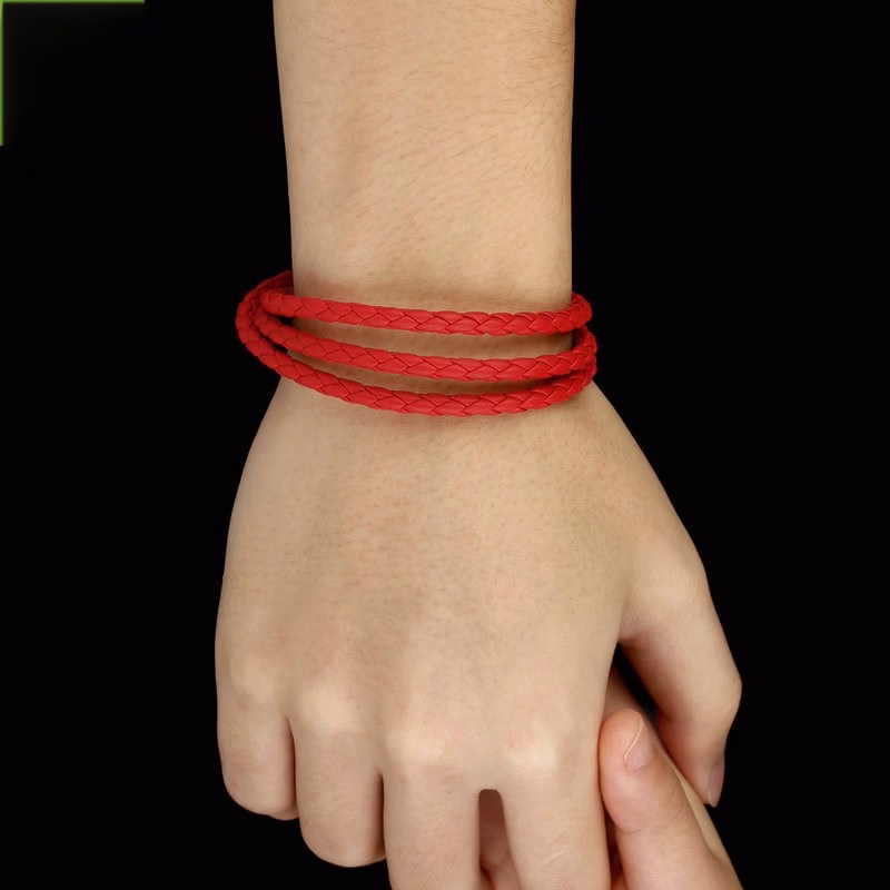 Bamoer Ano Novo Ímã Vermelho Cadeia Longa Ajustável Fivela 6 Cor Pulseiras De Couro Unisex Para As Mulheres E Homens Moda Jóias Pi0063 - Imagem 2