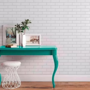 Papel De Parede Tijolinho Branco 3d Autoadesivo Vinílico 1,00 metro