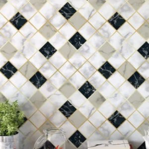 Papel de Parede Tijolo 3D com efeito de sombras em Tons de Branco ,Preto 1,50 Metros