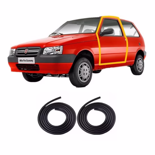 Kit Borrachas Vedação Uno Mille 2010 2011 2012 2013 2 Portas - Imagem 3