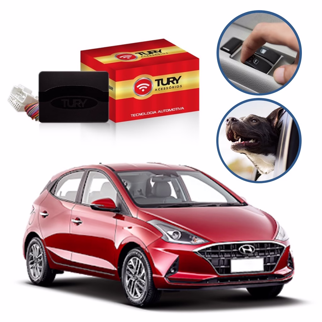 Módulo Subida De Vidro Elétrico Tury Para Carro Hyundai Hb20 2020 4 Portas PRO 4.47CW