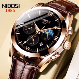 NIBOSI 2515 Relógio Esportivo Digital Analógico De Marca Luxuosa Masculino. Relógio Militar De Couro De Quartzo Masculino