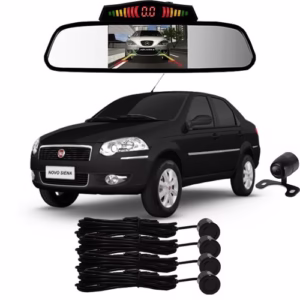 Sensor De Ré + Espelho Camera Ré Fiat Siena Preto