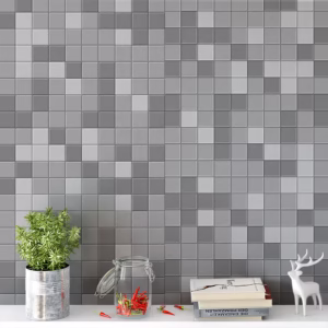 Papel De Parede Azulejo Pastilhas Em Tons De Cinza