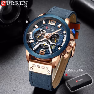Curren Relógio De Pulso Masculino Esportivo Moderno De Luxo Azul Militar Com Pulseira De Couro 8329L