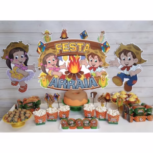 kit festa junina festa de São João FESTA JUNINA 2025 BANDEIRINHA BALÃO FAIXA TOALHA TAG ESPANTALHO//