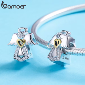 Bamoer O Anjo Da Guarda Pingentes Encantos Fit Pulseiras Colares Mulheres Moda Beads & Jewelry Making Pa5357