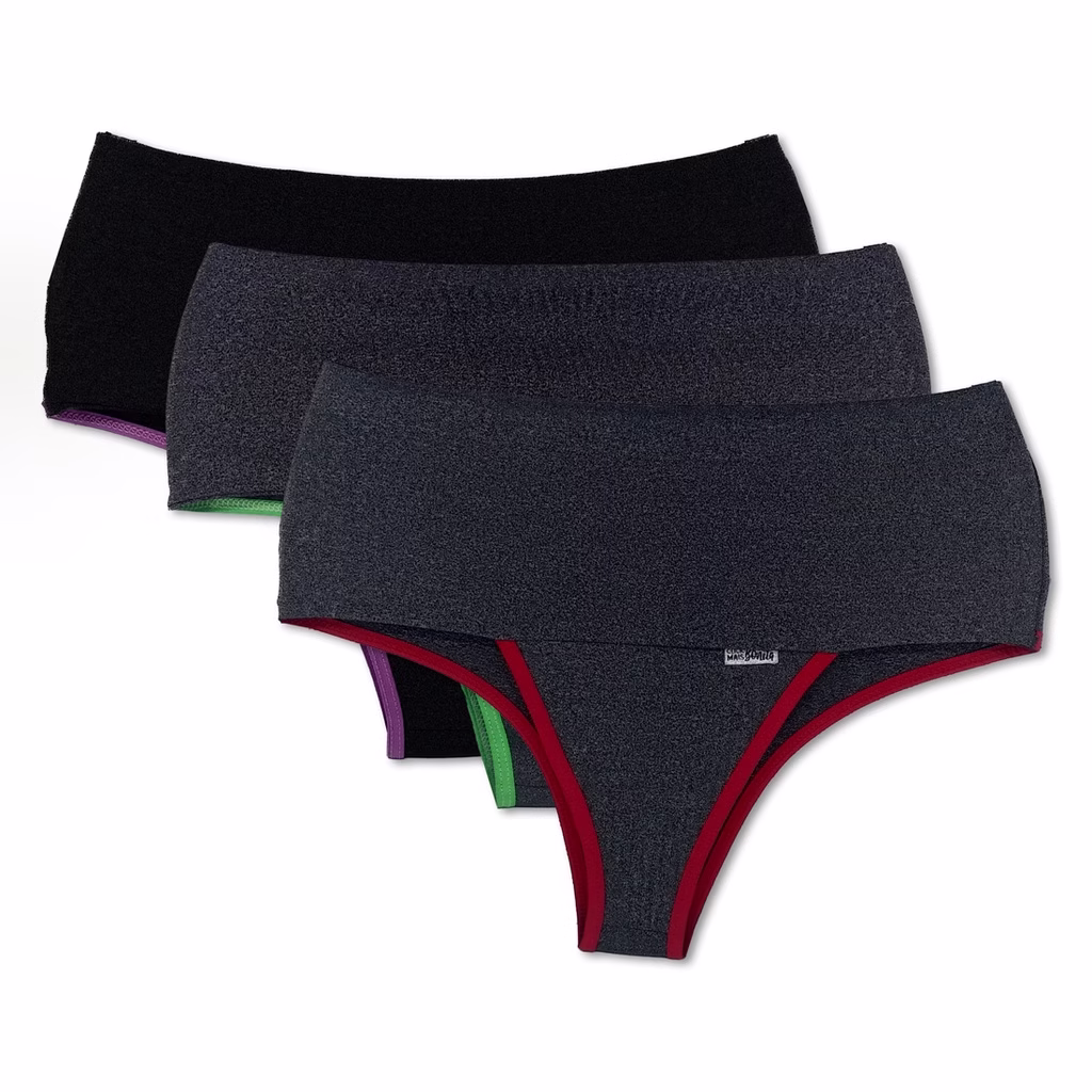 Kit 3 Calcinhas Compressão Para Barriga Fitness Lingerie