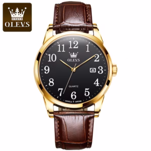OLEVS 5566 Relogios masculinos à prova d'água original quartzo calendário negócios genuíno mens couro genuíno pulseira relógio de moda