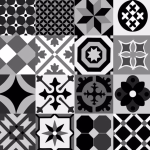 Papel de Parede Adesivo Azulejo Português Preto e Branco