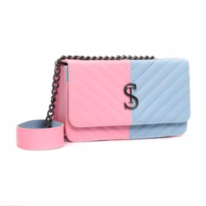 Bolsa Clutch Bicolor Pequena Com Alça de Corrente Estilo Matelasse Novidade Moda Verão Mulher Elegante