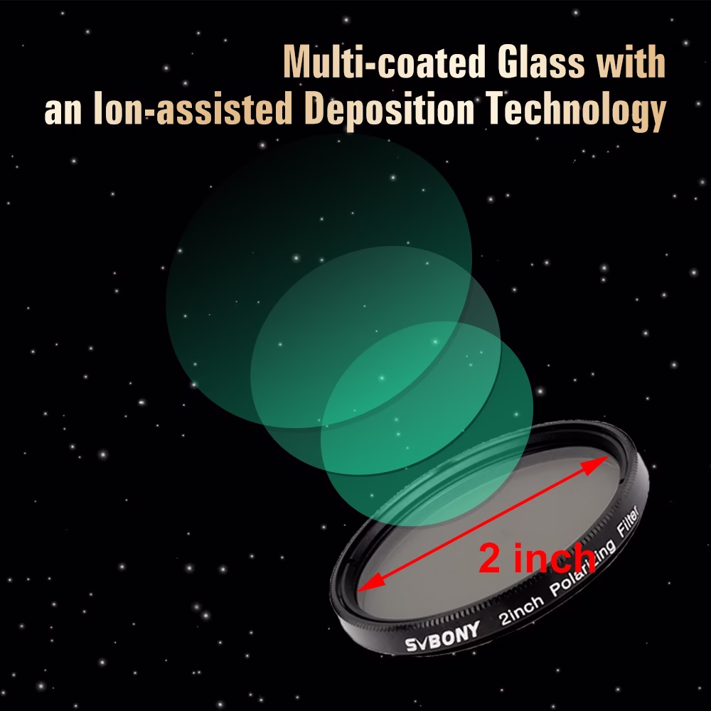 Svbony Filtro Polarizador Linear Aumenta o Contraste Reduz o Brilho Aumenta o Detalhe da Observação Planetária da Lua 1,25/2 Polegada - Imagem 2