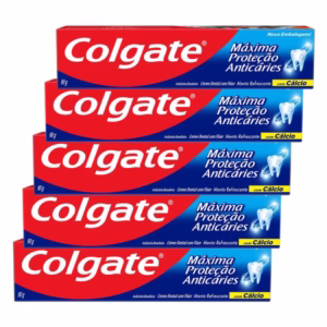 Kit com 5 Cremes Dentais Colgate Máxima Proteção Anticáries 90g