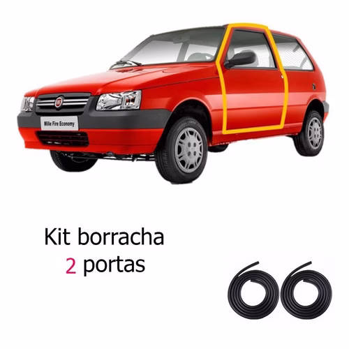 Kit Borrachas Vedação Uno Mille 2010 2011 2012 2013 2 Portas