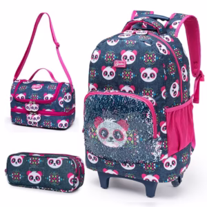 Kit Escolar Mochila Spector Estojo Lancheira Meninas Panda  Autêntica Resistente  Original