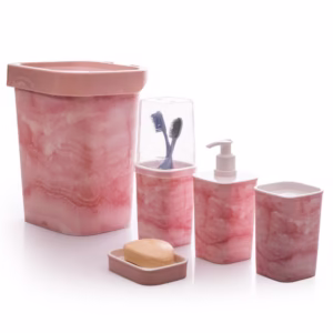 Kit para Banheiro Quadrado Mármore Classic 5 Peças