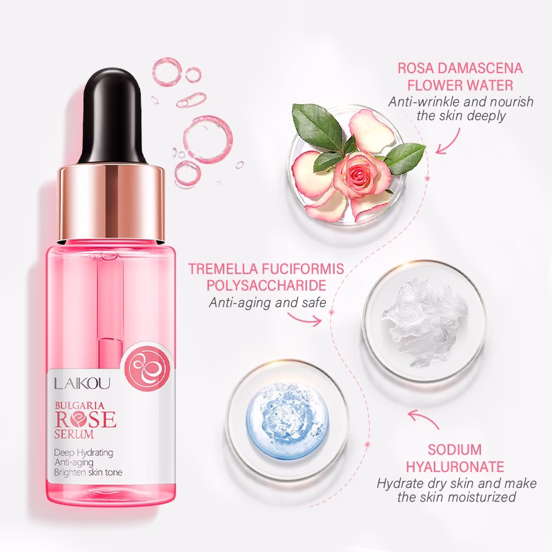 Laikou Bulgaria Rosa Branqueadora Para Remover Acne Darkspot Essência De Elevação 17ml - Imagem 2