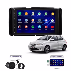 Kit Central Multimídia Etios Mp5 / Mp8 + Moldura + Câmera -