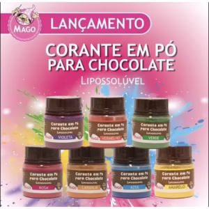 CORANTE LIPOSSOLUVEL MAGO EM PÓ ALIMENTÍCIO AMARELO AZUL VERDE VERMELHO LARANJA ROSA MARROM