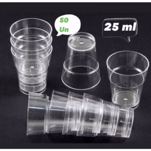 50 MINI COPINHOS CRISTAL ACRÍLICO 25ML – PARA BRIGADEIRO E DOCES