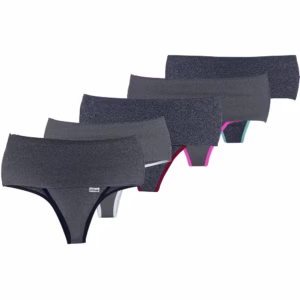 Kit 5 Calcinhas Tangas Cós Alto Compressão Para Barriga Lingerie