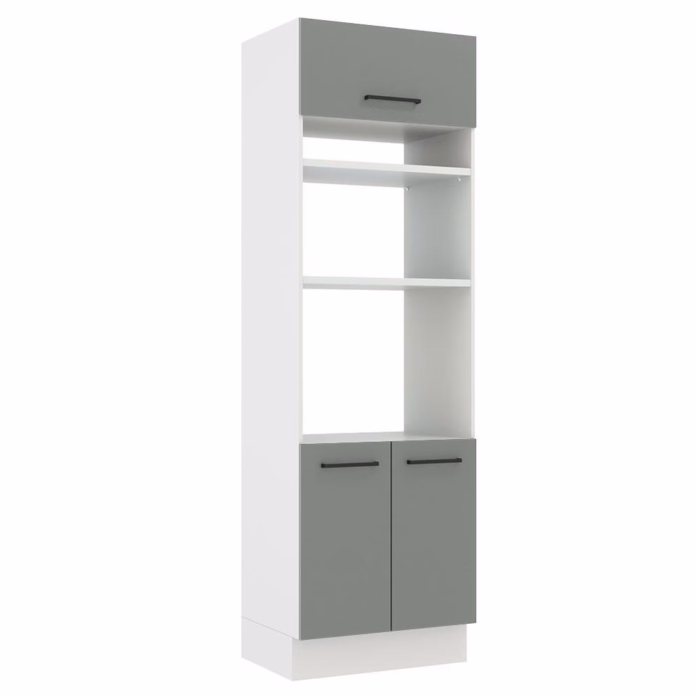 Torre Quente Armário de Cozinha 70 cm 3 Portas Branco/Cinza Agata Madesa