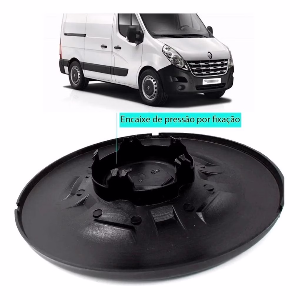 Calota Centro Roda Nova Renault Master Com Emblema Cromado 2014 2015 2016 2017 2018 2019 2020 2021 - Imagem 2