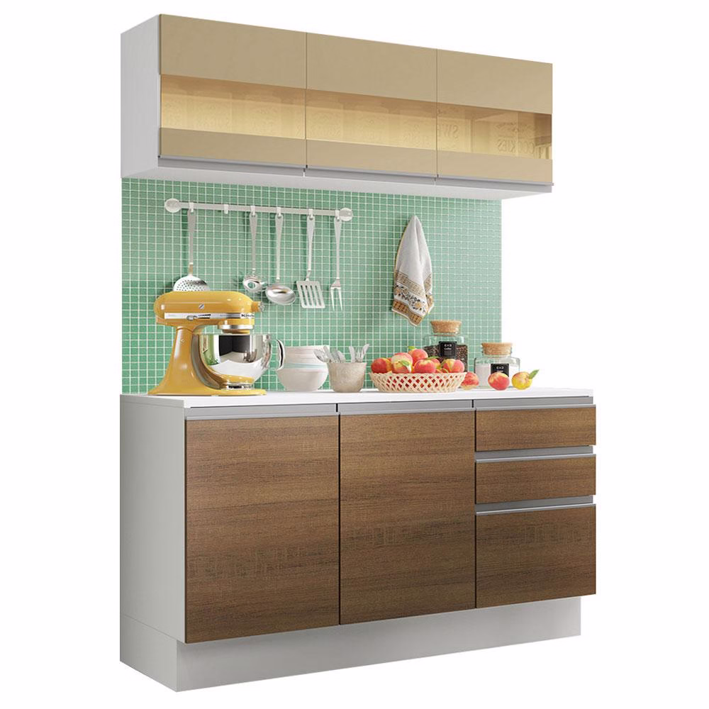 Armário de Cozinha Compacta 100% MDF 120 cm Branco/Rustic/Crema Smart Madesa 01 - Imagem 2
